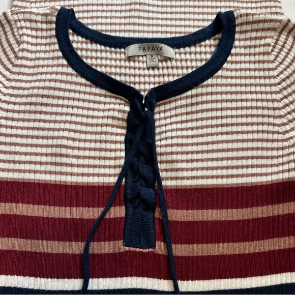 Papaya Junior Midi Bodycon Knit Sweater Stretch Striped Small Dress - Picture 5 of 10